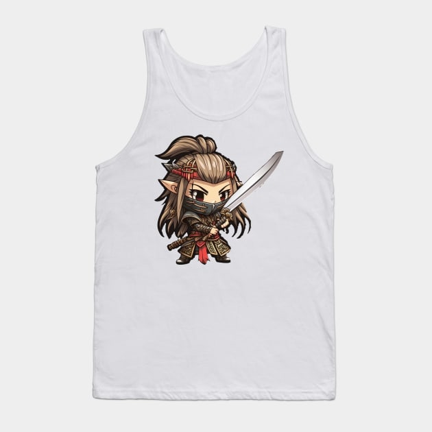 Anime Samurai Elf Chibi 2 Tank Top by JigglePeek